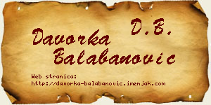Davorka Balabanović vizit kartica